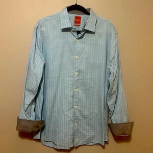Original Penguin Munsingwear blue & white checkered‎ button down men’s shirt XL